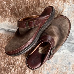 Born Concept Womens Size 9 M/W Brown Suede Slip-On Clogs Mules Shoes